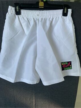 Vintage 90s Surf Style Swimming Trunks Board Shorts Mens Medium White